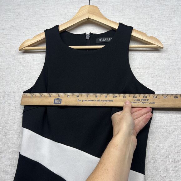 Guess Black & White Stretch Sleeveless Slit Panel Bodycon Dress Size 2 - Picture 4 of 12
